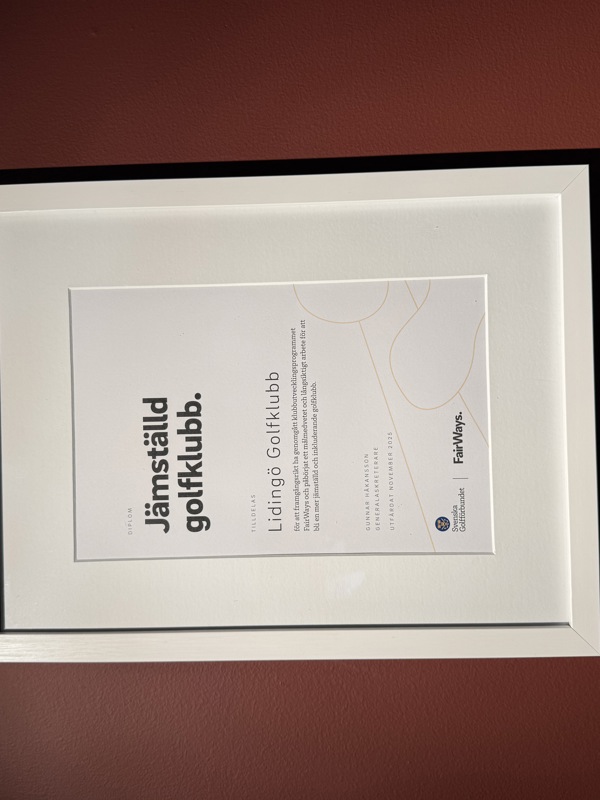 Diplom för en jämställd och inkluderande golfklubb