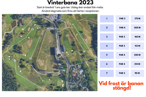 Vinterbanan är öppen! 18 hålsbanan, rangen & alla övningsområden är stängda.